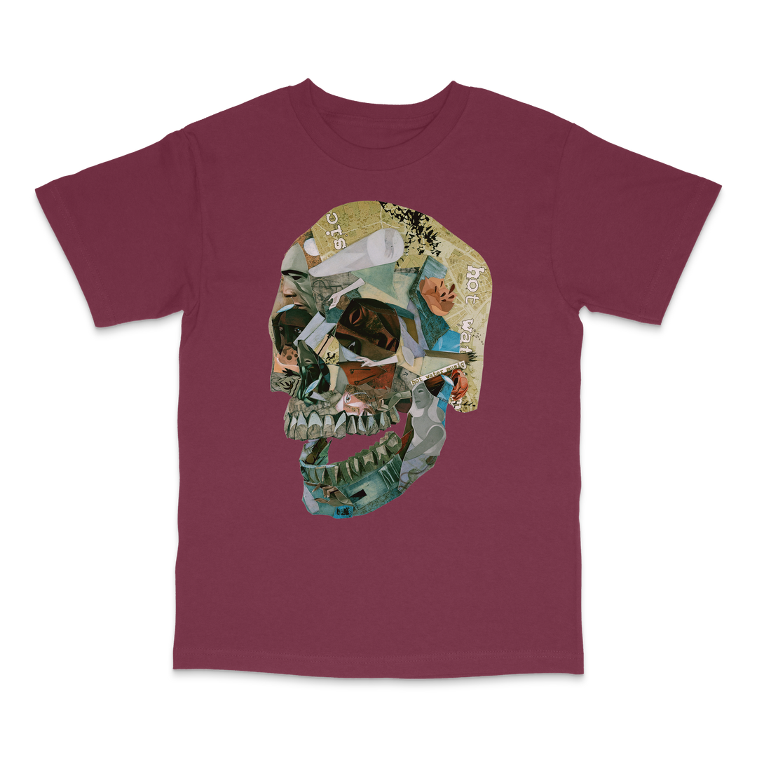 Album Collage Skull T-Shirt (LIMITED RUN IN BURGUNDY)